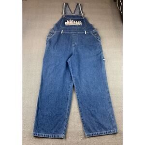 Vintage‎ Disney Catalog Mickey Mouse Denim Overalls Women XL Mickey Bib Patch